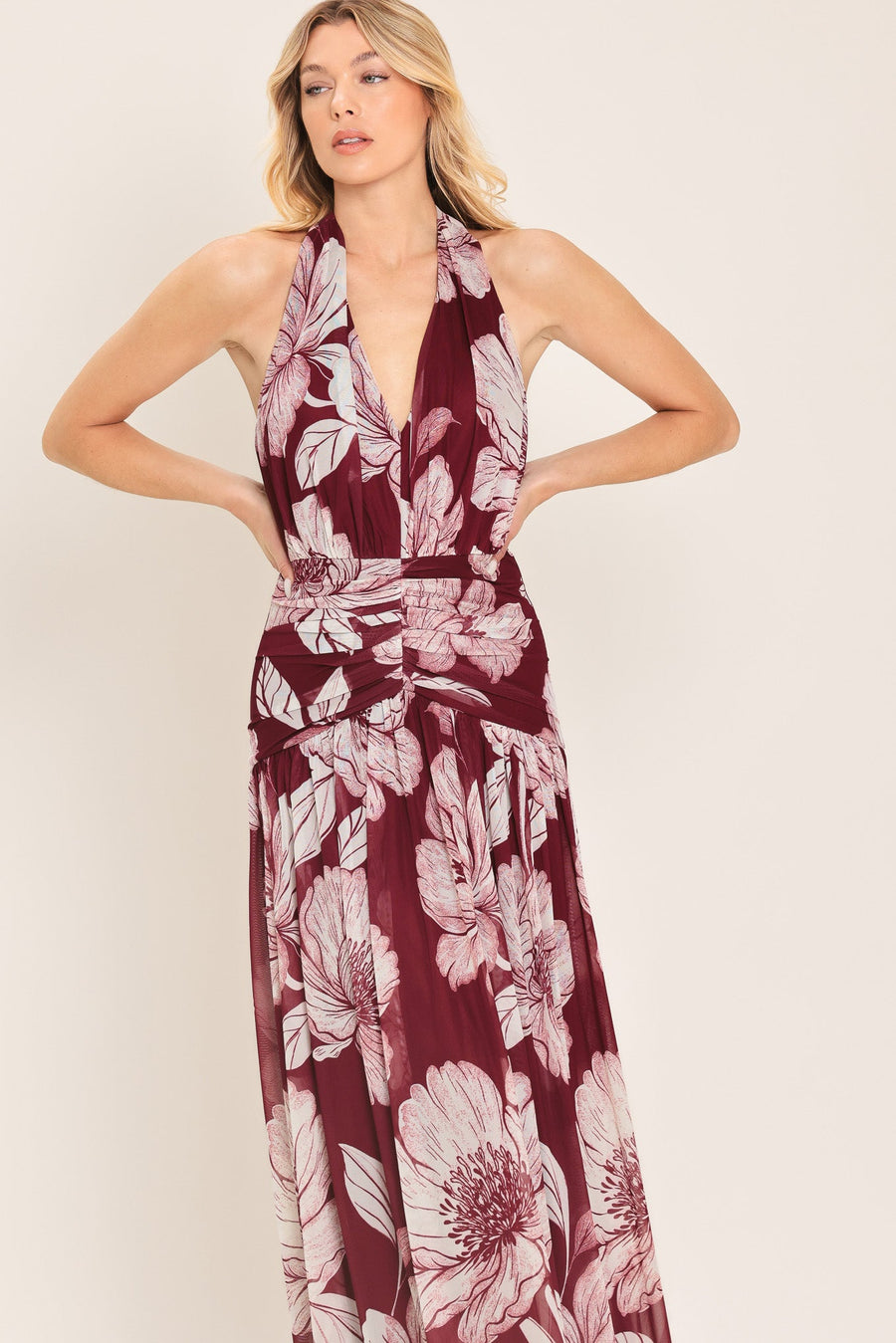 ROSEWOOD ROMANCE POWER MESH MAXI DRESS - Glamourous Grace