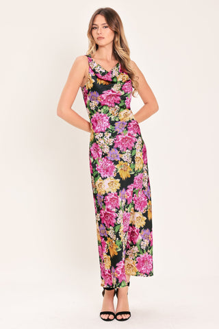 MIDNIGHT GARDEN WOVEN MIDI DRESS