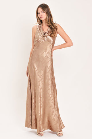 LUMINOUS CHAMPAGNE KISS WOVEN MAXI DRESS - Glamourous Grace
