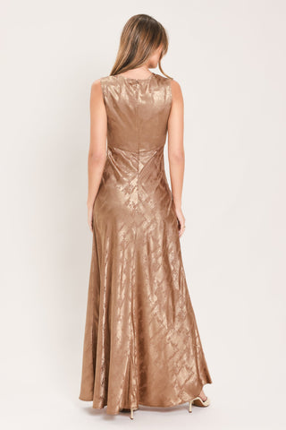 LUMINOUS CHAMPAGNE KISS WOVEN MAXI DRESS - Glamourous Grace