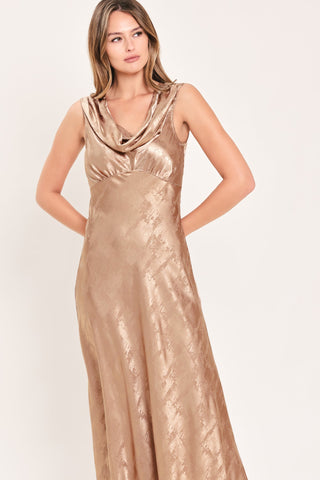 LUMINOUS CHAMPAGNE KISS WOVEN MAXI DRESS - Glamourous Grace