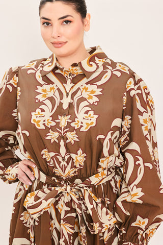 AMBER MEDALLION WOVEN SHIRT MAXI DRESS