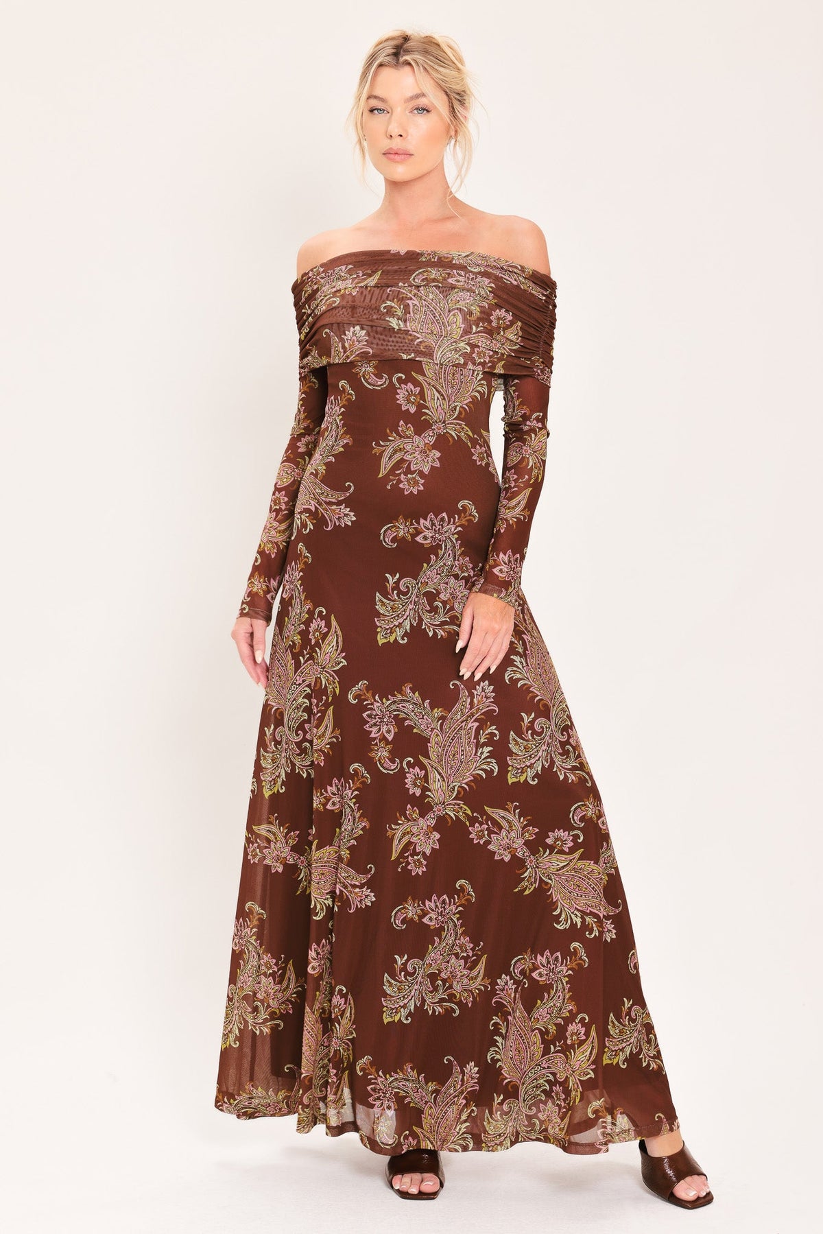 BURNT SIENNA SERENADE POWER MESH MAXI MAXI DRESS - Glamourous Grace