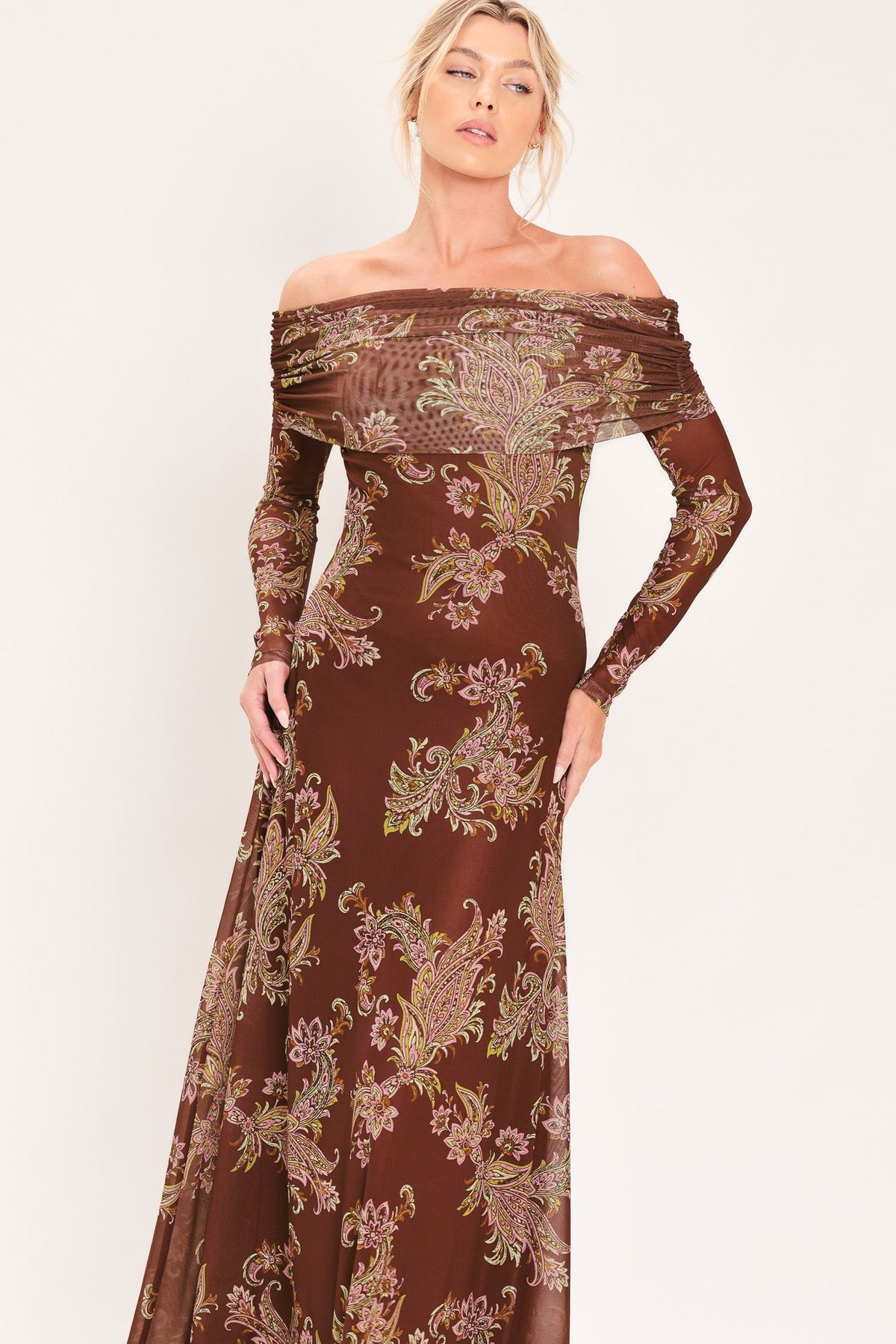BURNT SIENNA SERENADE POWER MESH MAXI MAXI DRESS - Glamourous Grace