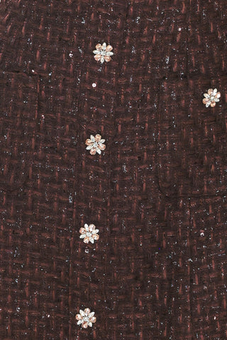 CHAMPAGNE NIGHTS CHOCOLATE SEQUIN TWEED MINI DRESS