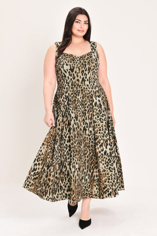 DESERT ROSE LEOPARD WOVEN MIDI DRESS - Glamourous Grace