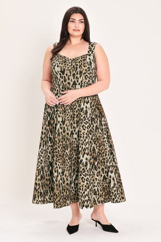 DESERT ROSE LEOPARD WOVEN MIDI DRESS - Glamourous Grace