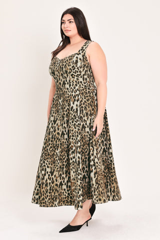 DESERT ROSE LEOPARD WOVEN MIDI DRESS - Glamourous Grace