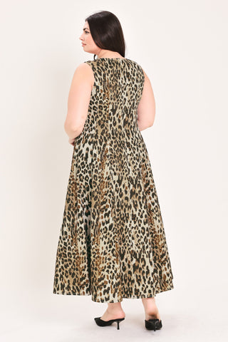 DESERT ROSE LEOPARD WOVEN MIDI DRESS - Glamourous Grace