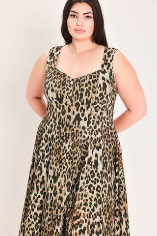DESERT ROSE LEOPARD WOVEN MIDI DRESS - Glamourous Grace