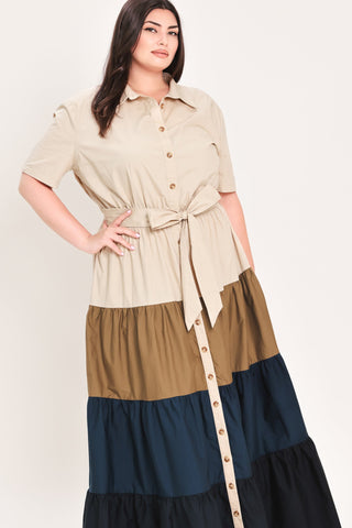 MARINA SUNSET WOVEN MAXI SHIRT DRESS - Glamourous Grace