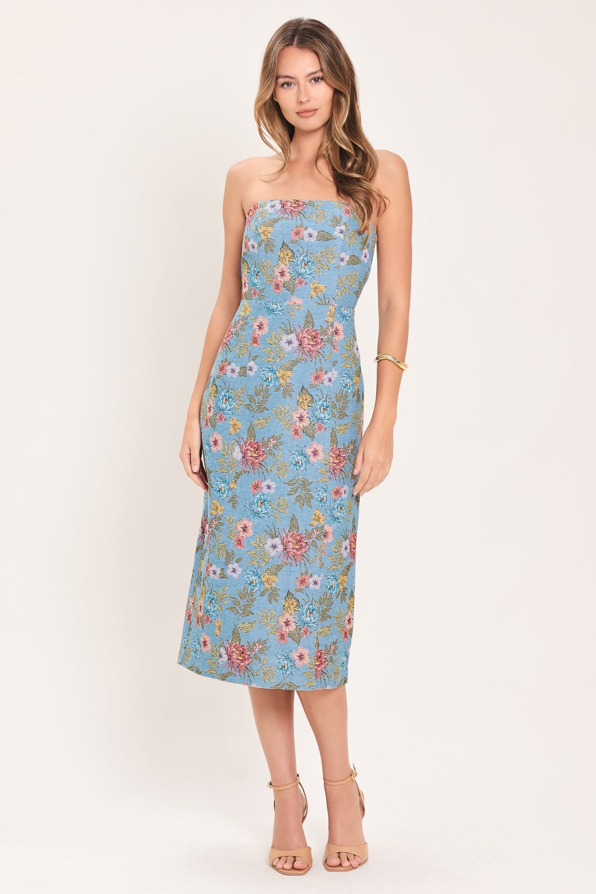 CELESTIAL GARDEN JACQUARD WOVEN TUBE DRESS - Glamourous Grace