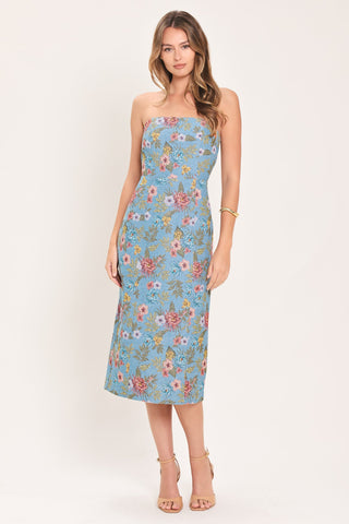 CELESTIAL GARDEN JACQUARD WOVEN TUBE DRESS