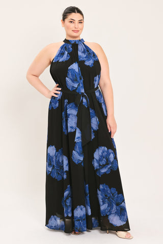 EVENING ORCHARD WOVEN HALTER MAXI DRESS - Glamourous Grace