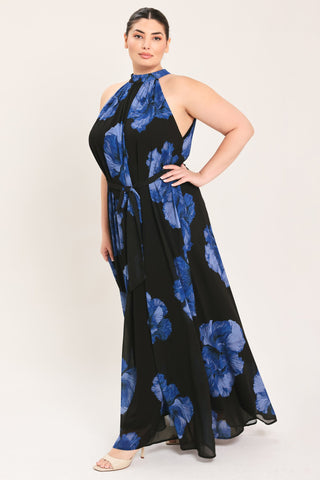 EVENING ORCHARD WOVEN HALTER MAXI DRESS - Glamourous Grace