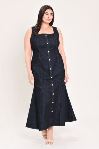 CHELSEA DENIM MIDI DRESS - Glamourous Grace