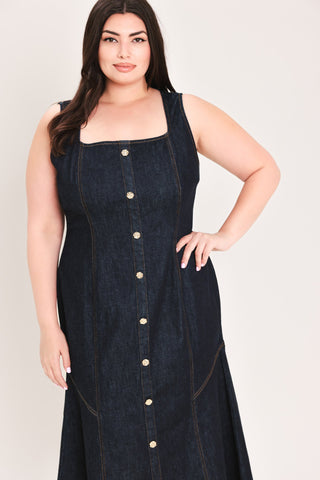 CHELSEA DENIM MIDI DRESS - Glamourous Grace