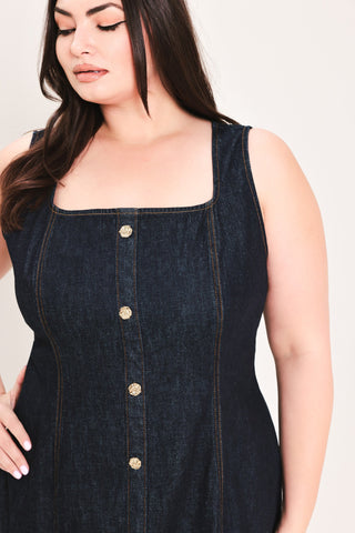 CHELSEA DENIM MIDI DRESS - Glamourous Grace