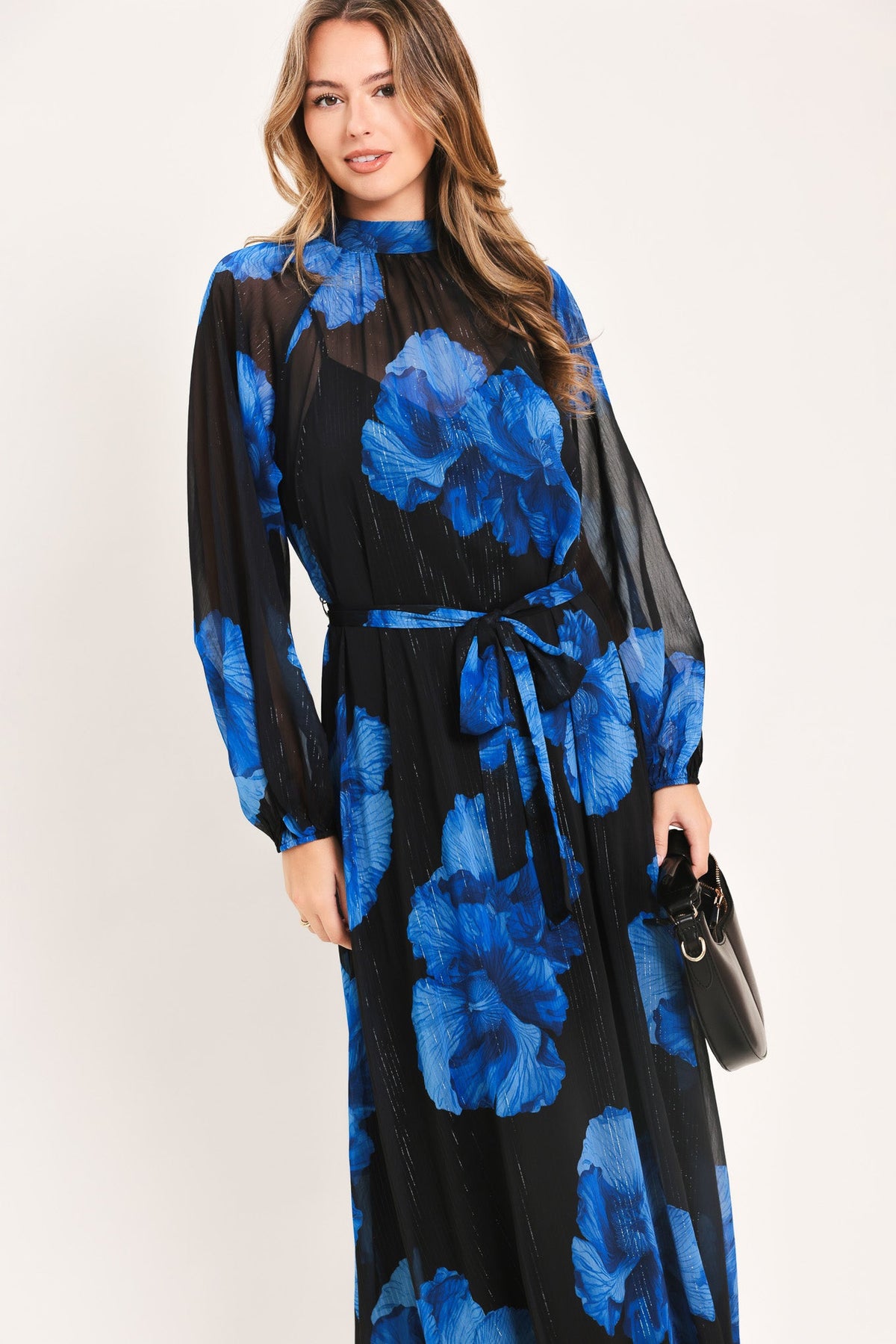 COBALT PETALS IN SHADOW WOVEN MAXI DRESS - Glamourous Grace