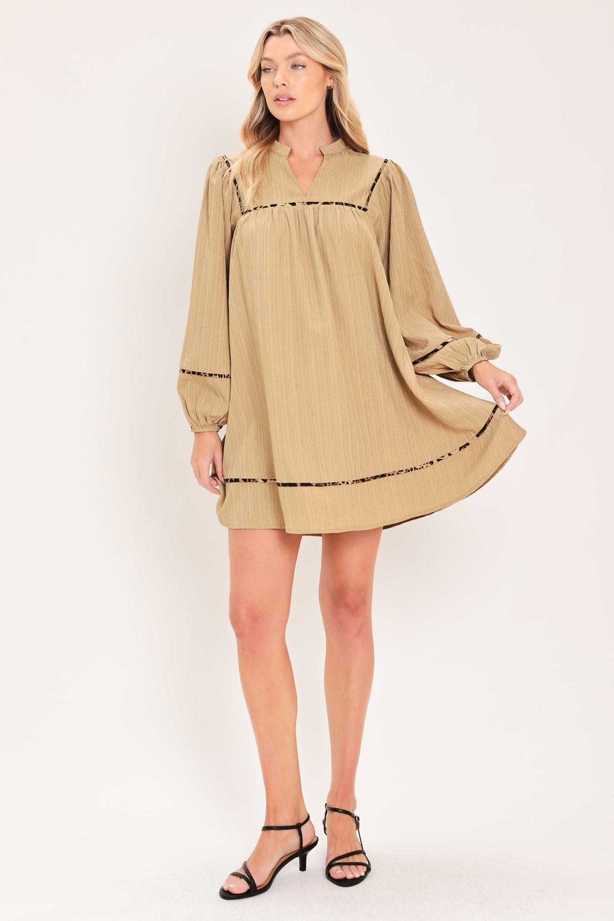 NATURAL LINEN MELODY WOVEN MINI DRESS - Glamourous Grace