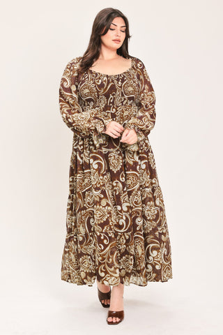 CEDAR SWIRL SONATA WOVEN MIDI DRESS