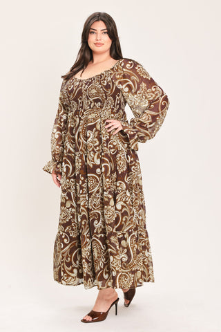 CEDAR SWIRL SONATA WOVEN MIDI DRESS - Glamourous Grace