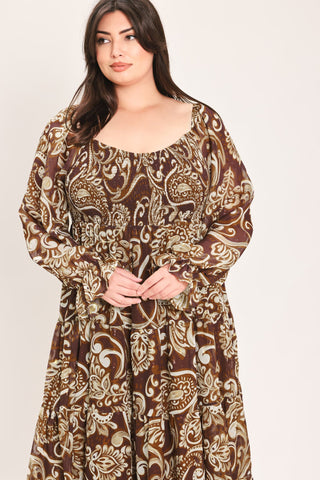 CEDAR SWIRL SONATA WOVEN MIDI DRESS