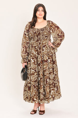CEDAR SWIRL SONATA WOVEN MIDI DRESS