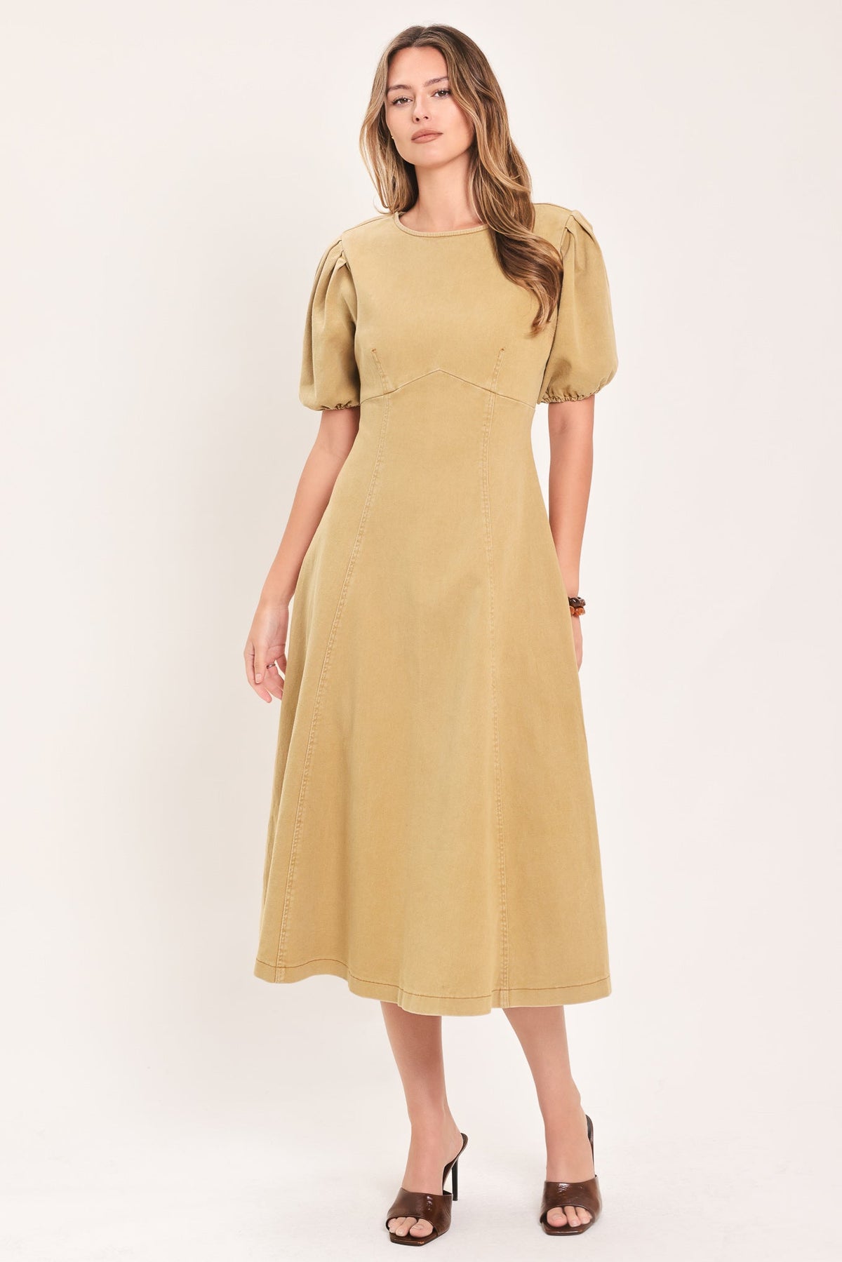 OCHRE COTTAGE POISE WOVEN MIDI DRESS - Glamourous Grace