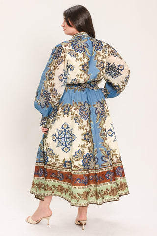 SKYBORNE ORNAMENTAL GRACE WOVEN MIDI SHIRT DRESS - Glamourous Grace