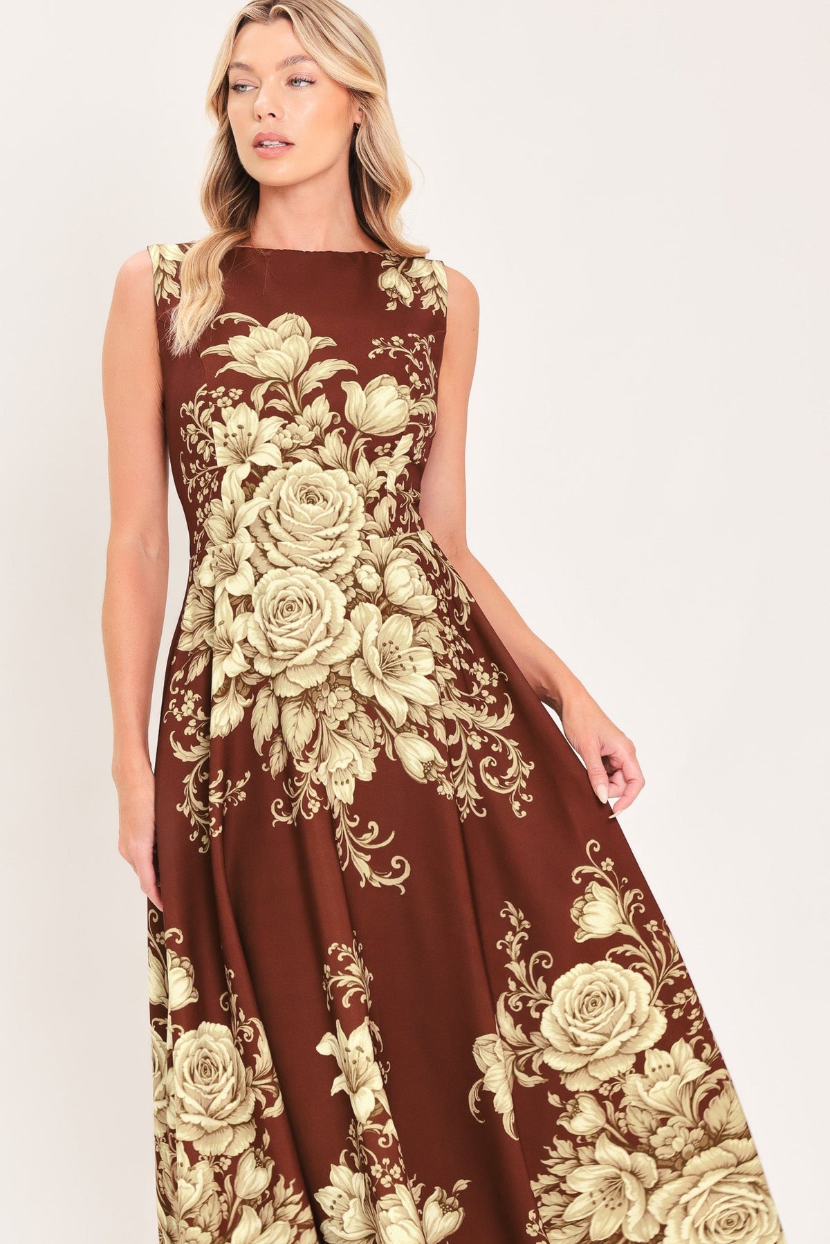 ANTIQUE PETAL REGALIA WOVEN MIDI DRESS - Glamourous Grace