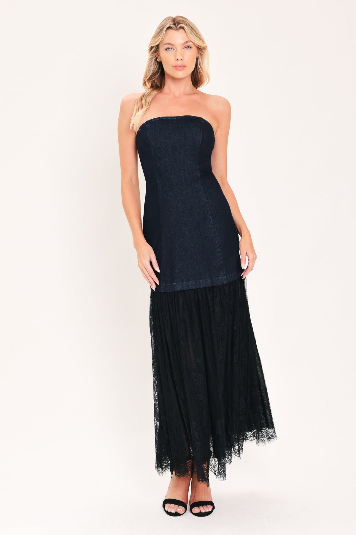 MIDNIGHT COLUMN MUSE DENIM TUBE DRESS - Glamourous Grace