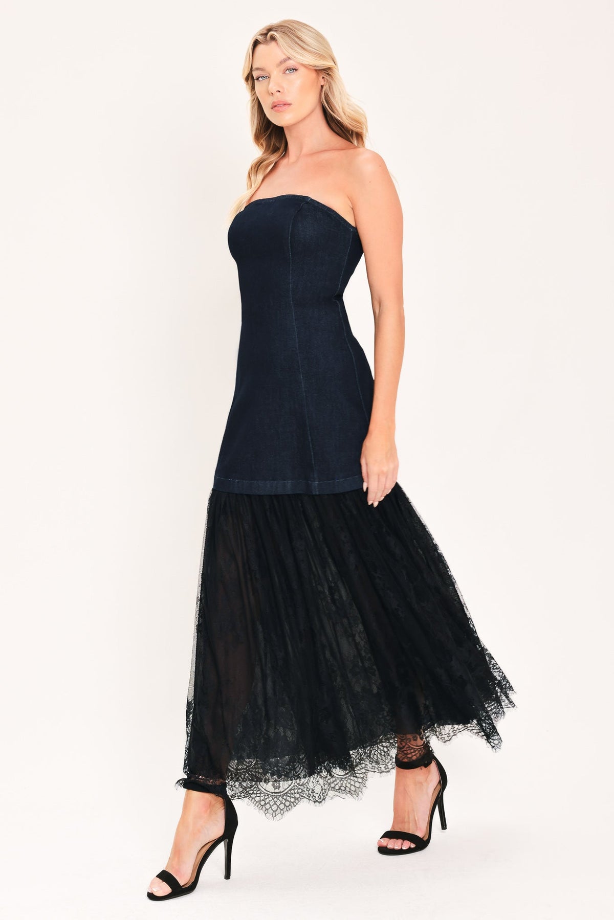 MIDNIGHT COLUMN MUSE DENIM TUBE DRESS - Glamourous Grace