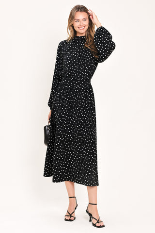 MIDNIGHT SPRINKLE WALTZ WOVEN MIDI DRESS