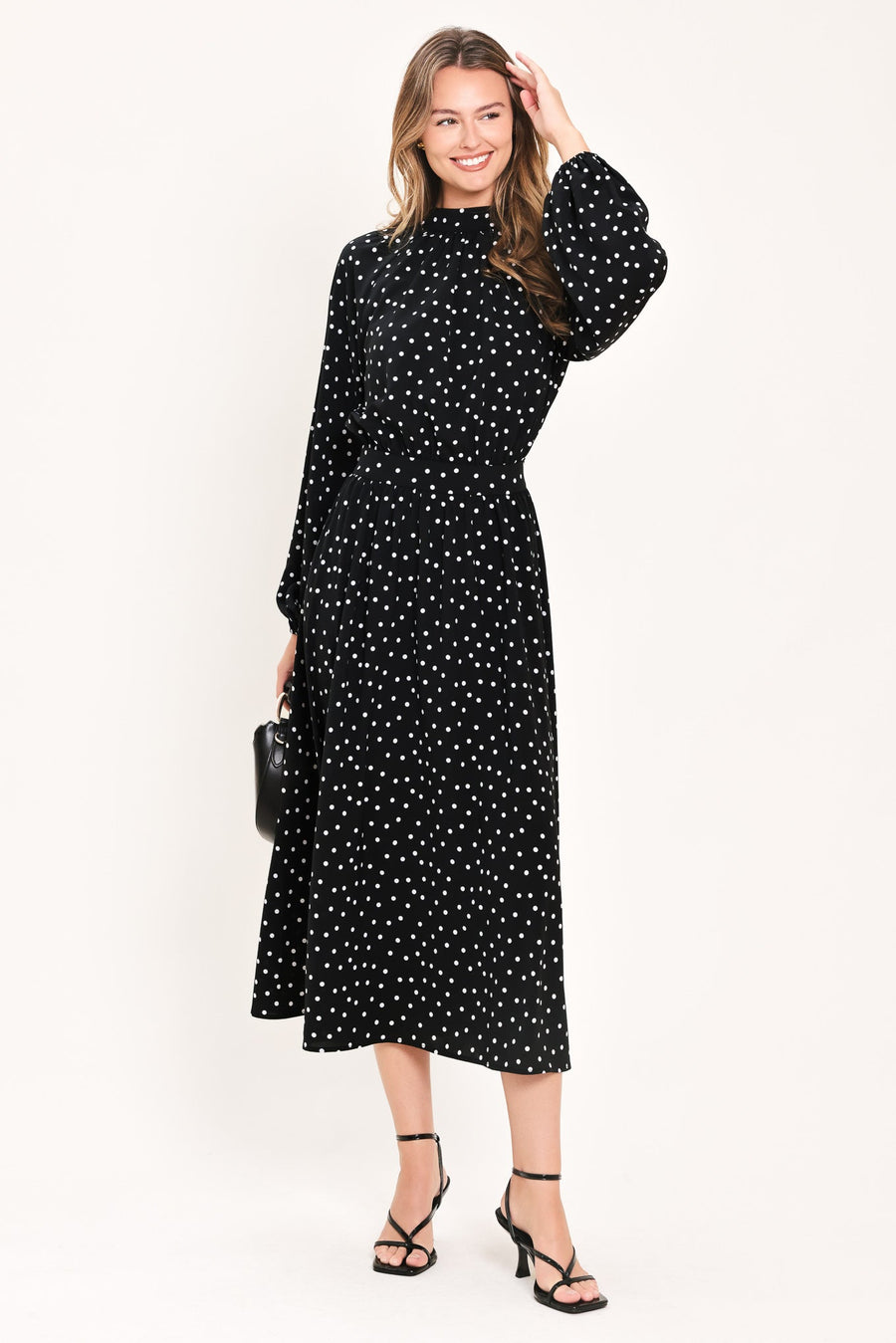 MIDNIGHT SPRINKLE WALTZ WOVEN MIDI DRESS