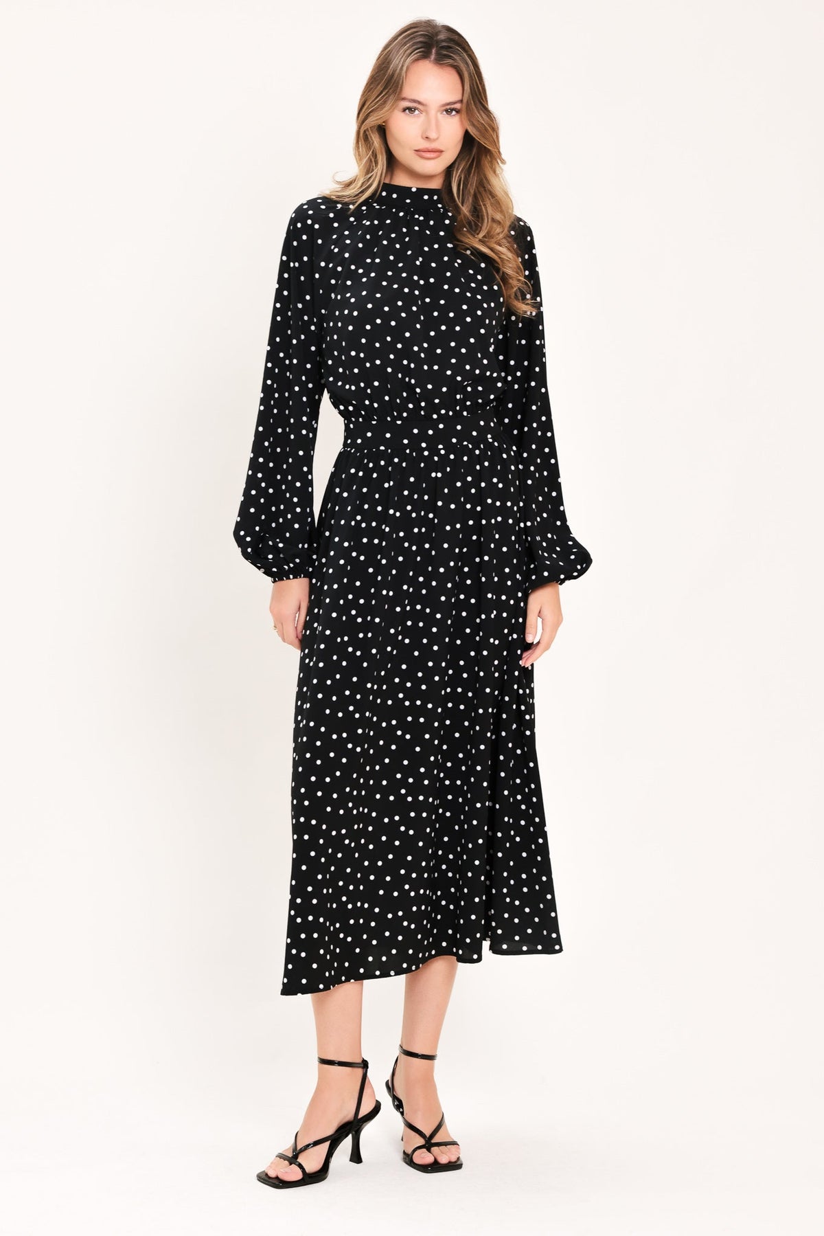 MIDNIGHT SPRINKLE WALTZ WOVEN MIDI DRESS - Glamourous Grace