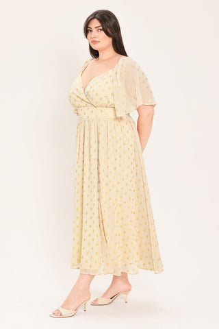 SHIMMERING SKY AFFECTION WOVEN MIDI DRESS