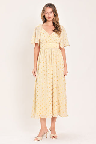 SHIMMERING SKY AFFECTION WOVEN MIDI DRESS