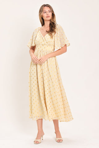 SHIMMERING SKY AFFECTION WOVEN MIDI DRESS