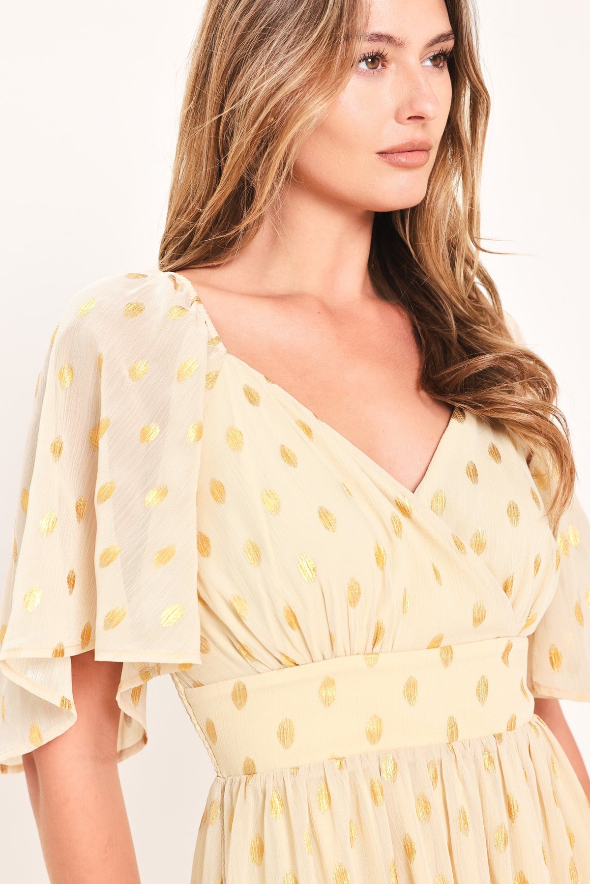 SHIMMERING SKY AFFECTION WOVEN MIDI DRESS - Glamourous Grace