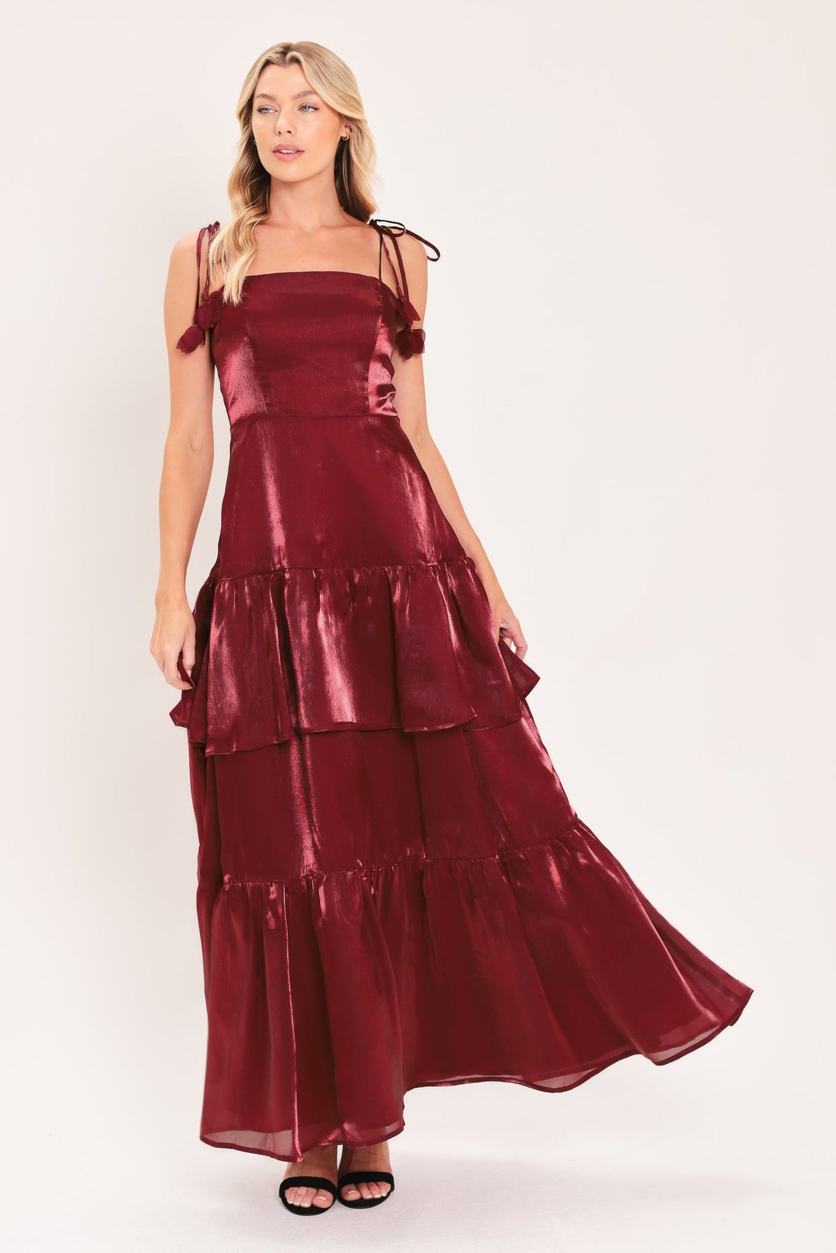 BORDEAUX BLOOM WOVEN MAXI DRESS - Glamourous Grace