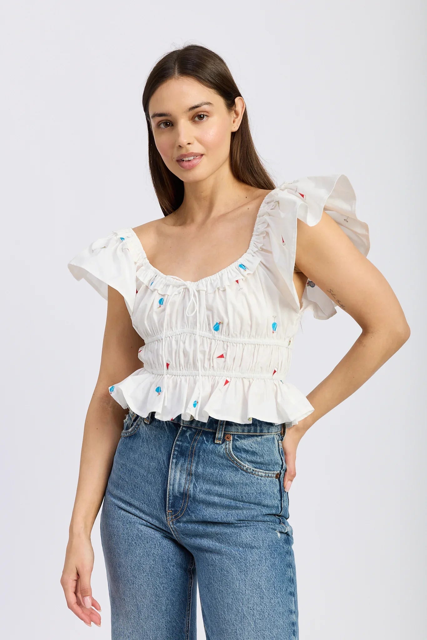 Nellie Top | White Pink