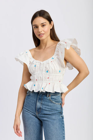 Nellie Top | White Pink