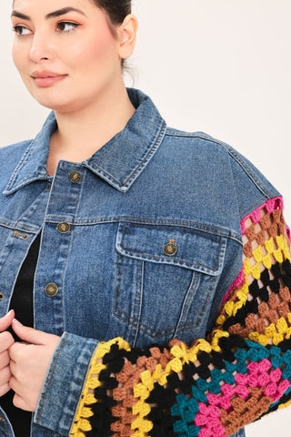FESTIVAL WEAVE WASHED DENIM JACKET - Glamourous Grace