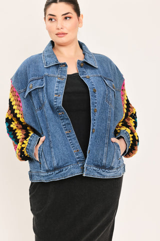 FESTIVAL WEAVE WASHED DENIM JACKET - Glamourous Grace