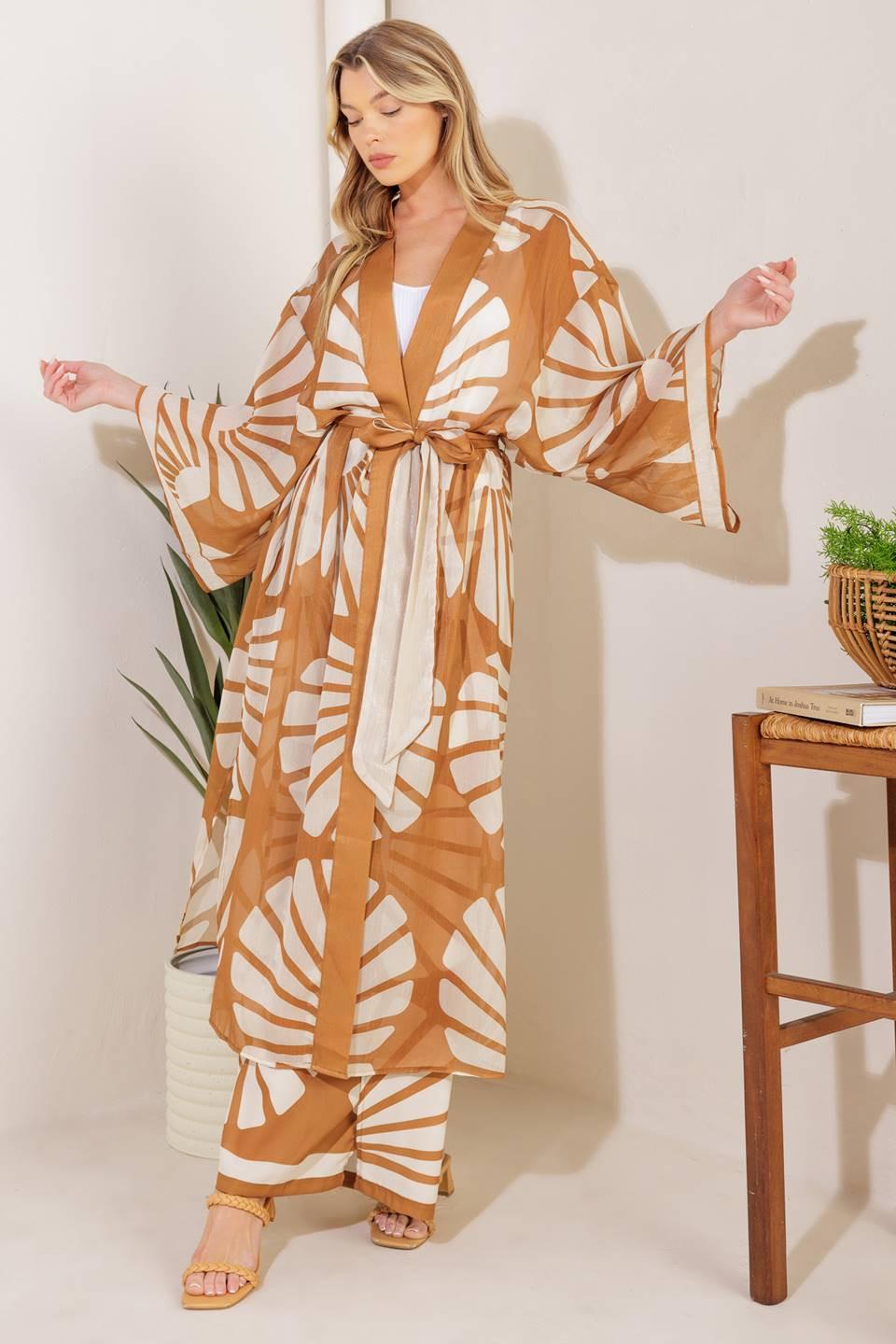 AWAITING LOVE WOVEN KIMONO COVER UP AND PANT SET - Glamourous Grace