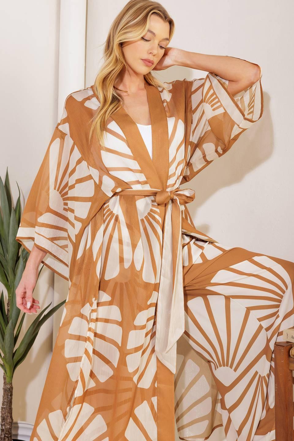 AWAITING LOVE WOVEN KIMONO COVER UP AND PANT SET - Glamourous Grace