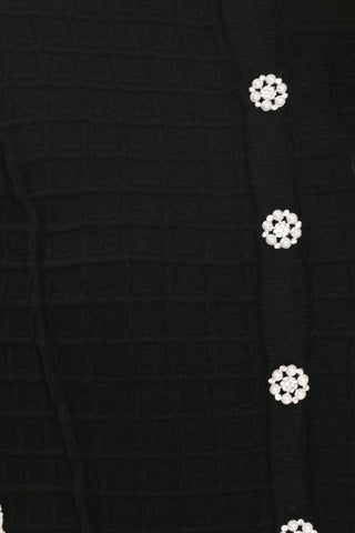 POLISHED MOMENT BLACK JEWEL-BUTTON CROPPED SWEATER TOP