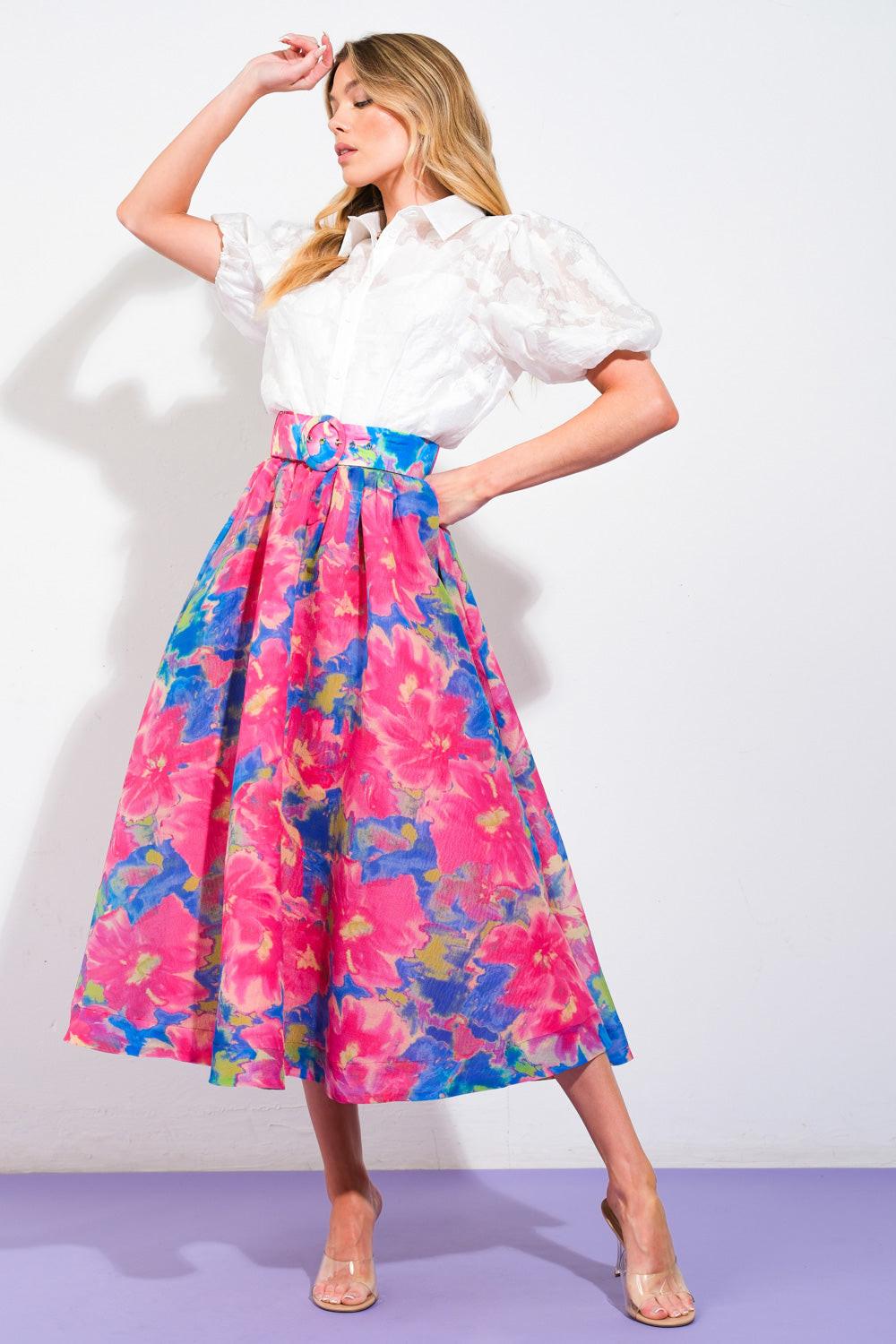 SWEET VISION WOVEN MIDI SKIRT - Glamourous Grace