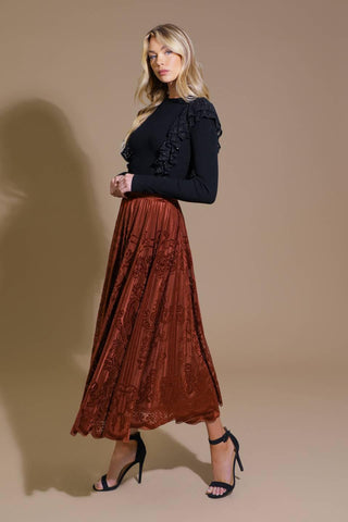 EASE MY MIND VELVET MIDI SKIRT - Glamourous Grace